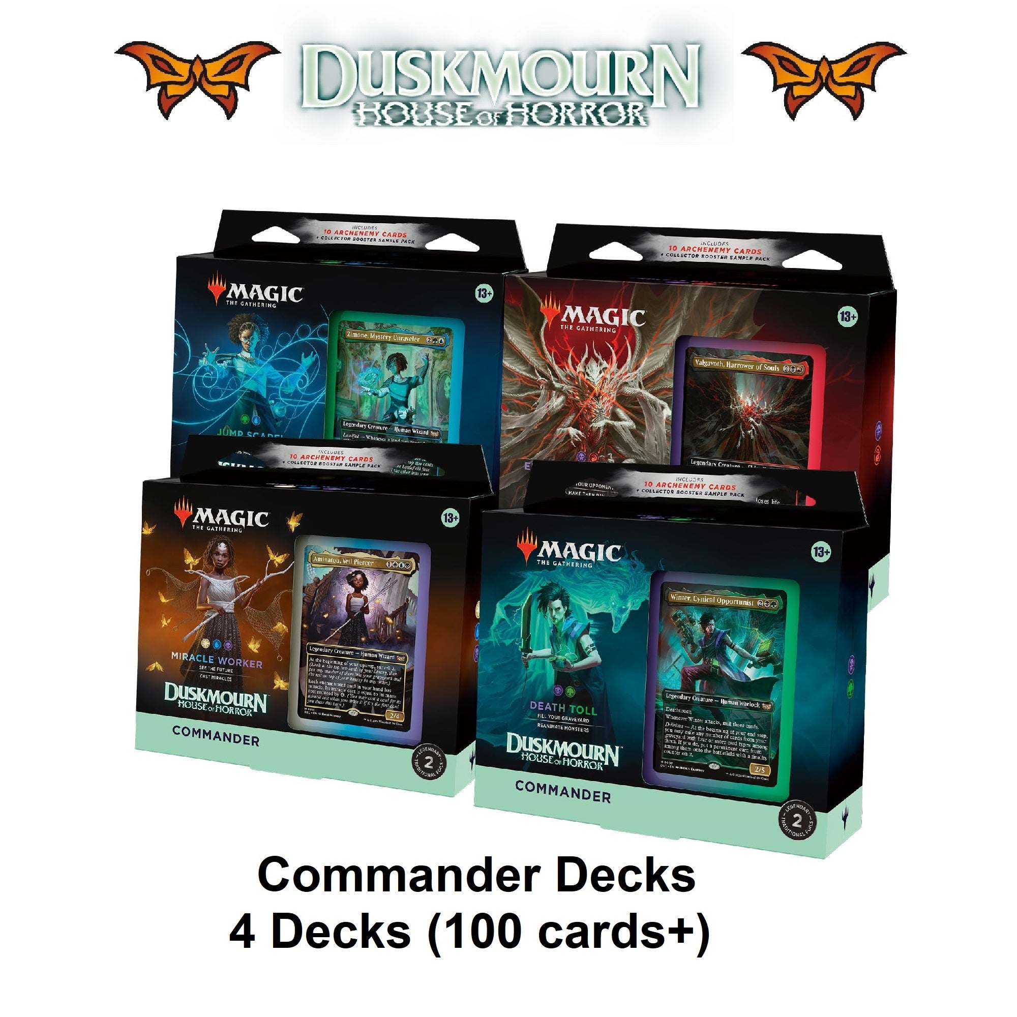 Endless Punishment Decklist Magic: The Gathering  Duskmourn Commander Deck  Set (Complete Set Of 4 Decks) Magic The Gathering Commander Decks